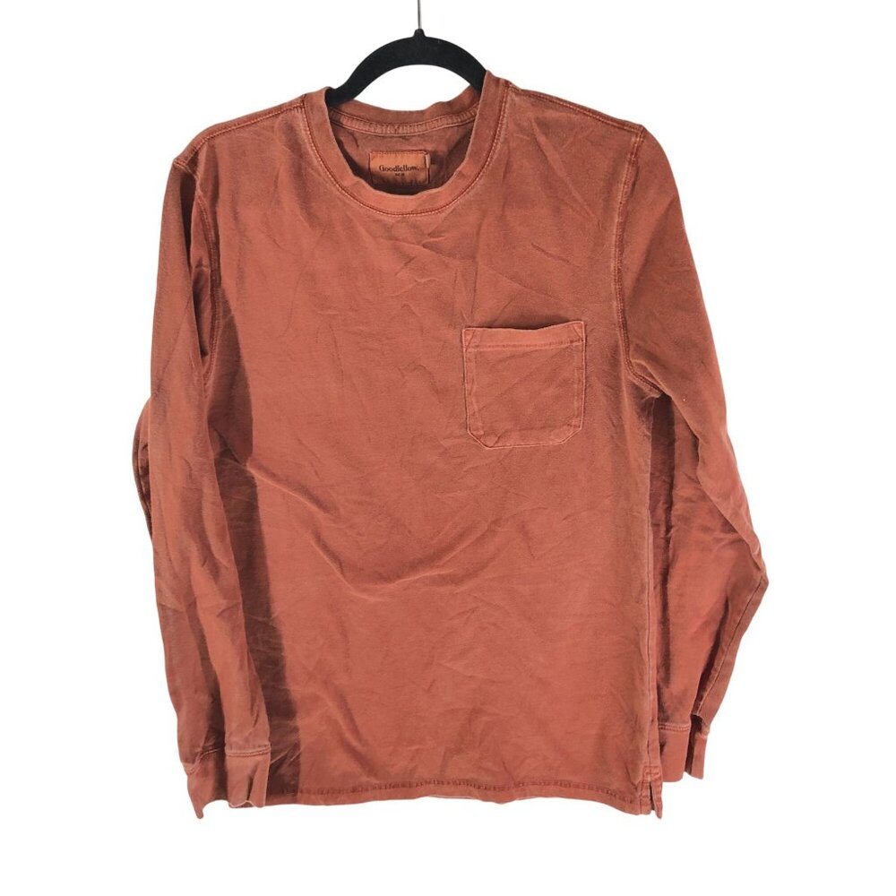 Goodfellow & Co Mens Rust Long-Sleeve Crewneck Shirt With Pocket Size S